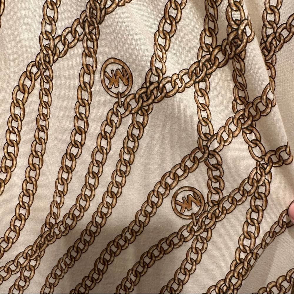 NEW Michael Kors Cream Blouse with Gold Chain Print 2X - Picture 7 of 9